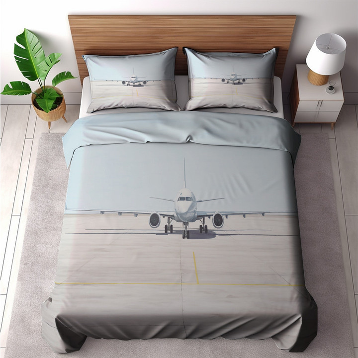 An Airport Runway Printed Bedding Set Bedroom Decor Watercolor Design