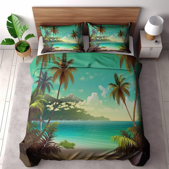 A Serene Tropical Paradise Retro Printed Bedding Set Bedroom Decor