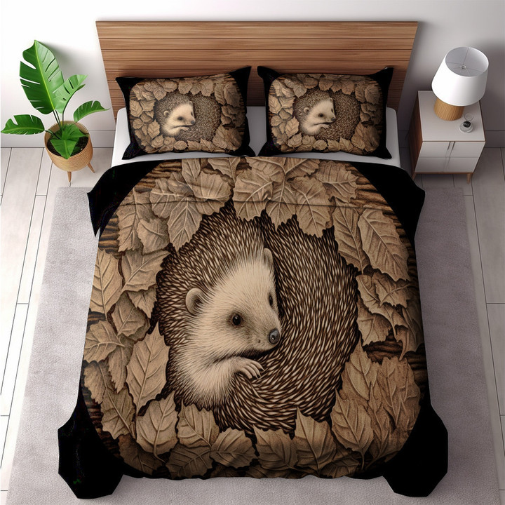 A Tiny Hedgehog Curled Up Printed Bedding Set Bedroom Decor Animal Design
