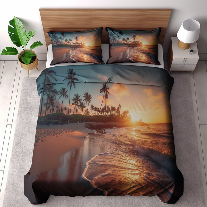 A Stunning Sunset On The Beach Printed Bedding Set Bedroom Decor Landscape Design