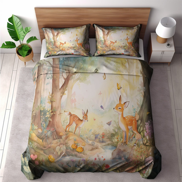 A Whimsical Forest Adventure Printed Bedding Set Bedroom Decor For Kids