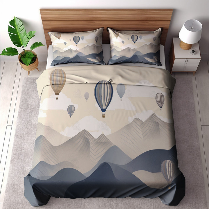 A Series Of Hot Air Balloons Printed Bedding Set Bedroom Decor For Kids