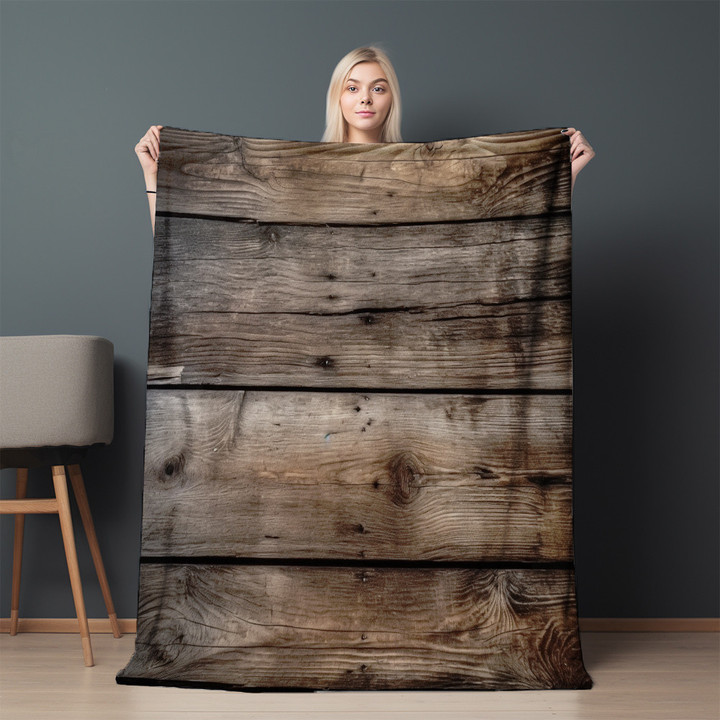 Old Giant Wood Printed Sherpa Fleece Blanket Texture Design