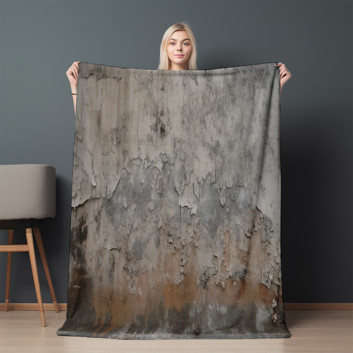 Old Concrete Wall Paint Peeling Off Printed Sherpa Fleece Blanket Texture Design