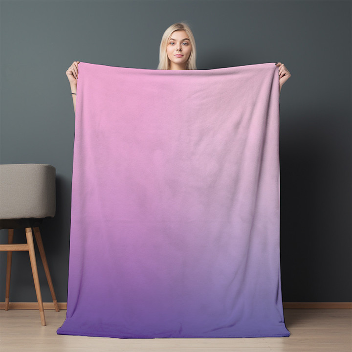 Pink To Lavender Printed Sherpa Fleece Blanket Gradient Simple Design