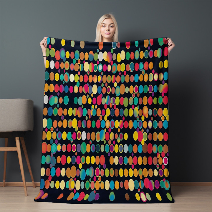 Playful Polka Dot Pattern Printed Sherpa Fleece Blanket Vivid Pattern Design