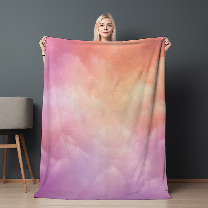 Pastel Fluffy Clouds Printed Sherpa Fleece Blanket Summer Design