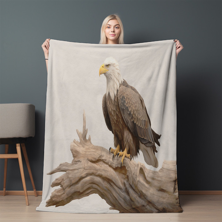 Portrait Of A Bald Eagle Printed Sherpa Fleece Blanket Animal Design