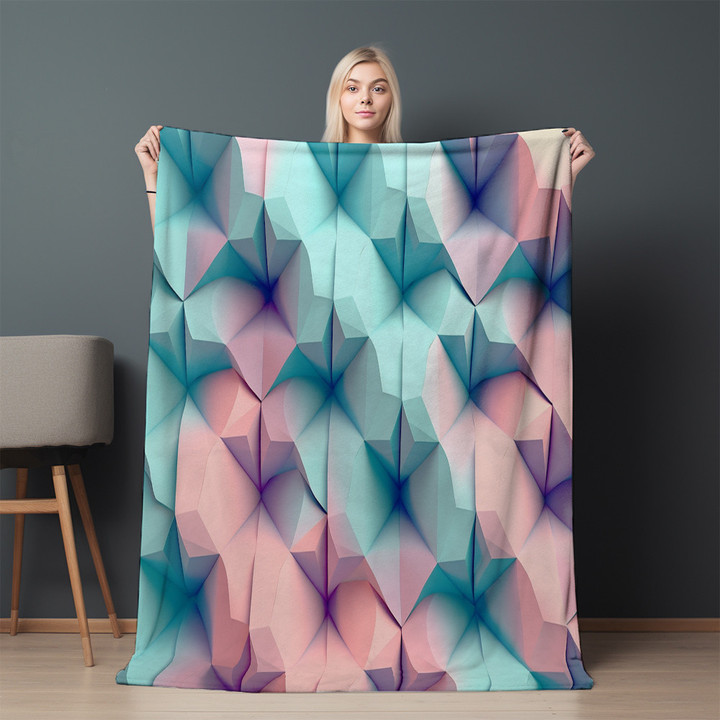 Pastel Tessellate Mesh Pattern Printed Sherpa Fleece Blanket Geometric Pattern Design
