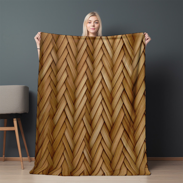 Rattan Chevrons Patterns Printed Sherpa Fleece Blanket Geometric Design