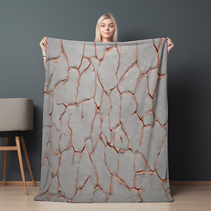 Red Broken Lines In Concrete Printed Sherpa Fleece Blanket Texture Design