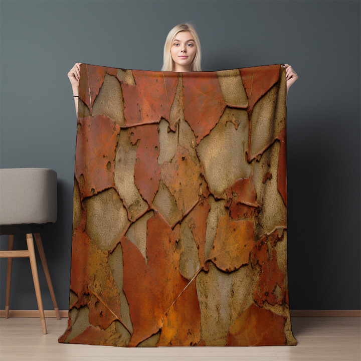 Rusted Metal With Rust Scratched Printed Sherpa Fleece Blanket