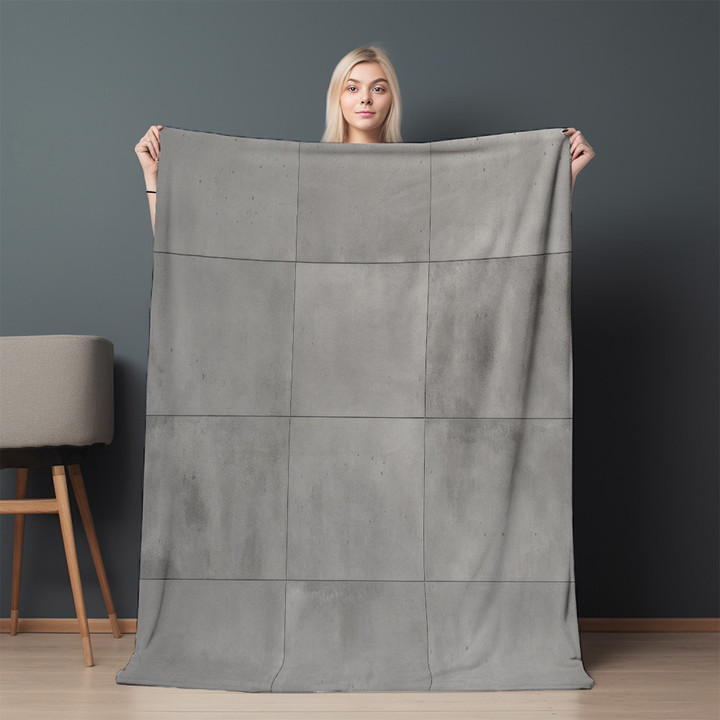 Rectangle Tiles Concrete Printed Sherpa Fleece Blanket Texture Design
