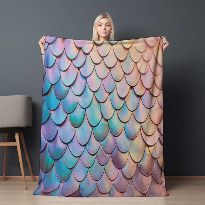 Scales Of Mythical Creature Marble Printed Sherpa Fleece Blanket Texture Design