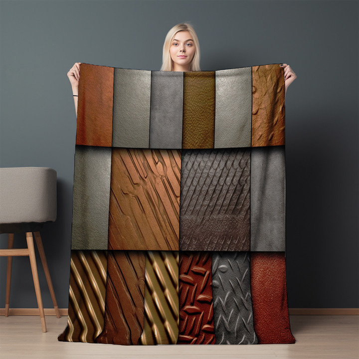 Seamless Metallic Background Printed Sherpa Fleece Blanket Industrial Texture Design