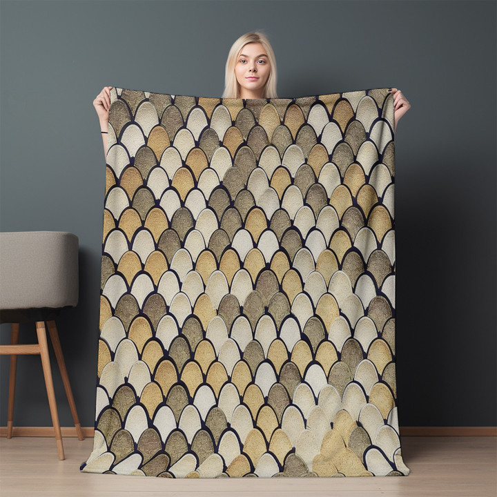 Snake Print In Geometric Twist Printed Sherpa Fleece Blanket Animal Design