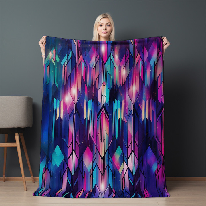 The Disco Era Pattern Printed Sherpa Fleece Blanket Geometric Design