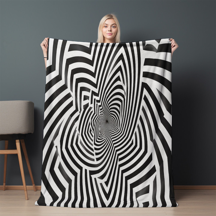 Spiral Endlessly Into Infinity Printed Sherpa Fleece Blanket Illusion Design