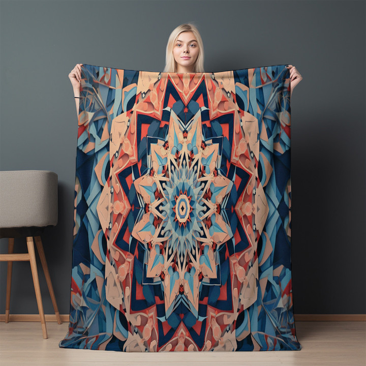 Symmetrical Of Kaleidoscopes Printed Sherpa Fleece Blanket Geometric Pattern Design
