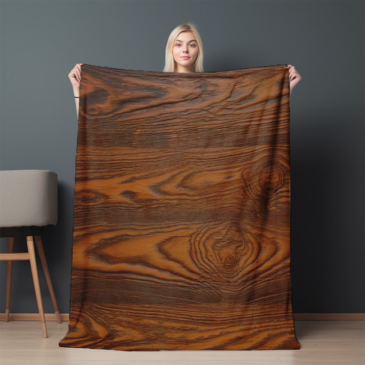 Wood Grain Texture With Dark Printed Sherpa Fleece Blanket Texture Design
