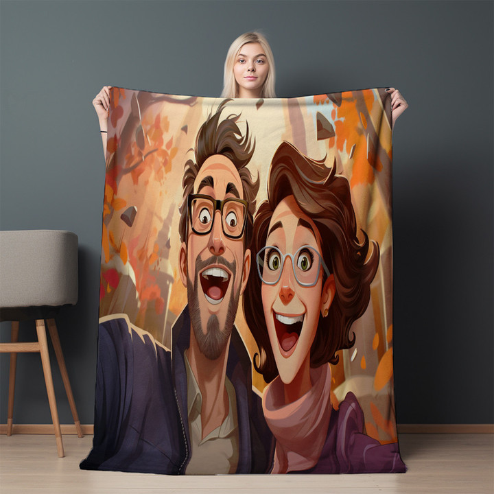Wife And Husband Cute Moment Printed Sherpa Fleece Blanket Human Design