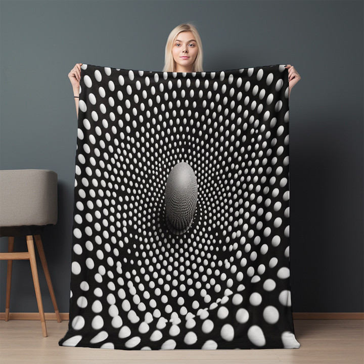 World Of Rotating Dots Printed Sherpa Fleece Blanket Illusion Design