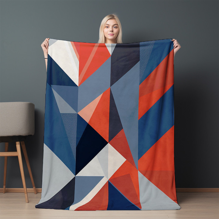 Abstract Pattern Of Geometric Shapes Printed Printed Sherpa Fleece Blanket