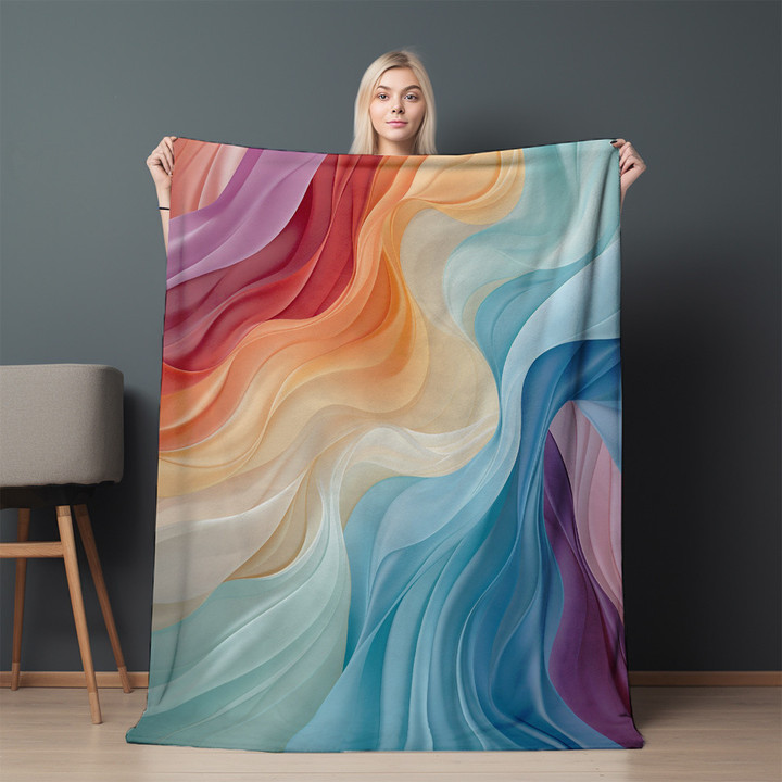 Abstract Pattern In Multicolor Printed Printed Sherpa Fleece Blanket