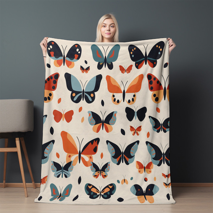 Abstract Butterfly Art Animal Design Printed Sherpa Fleece Blanket