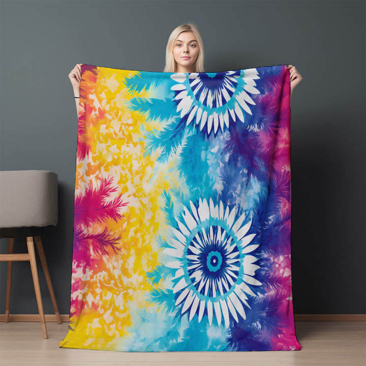 Bohemian Spirit Tie Dye Seamless Pattern Design Printed Sherpa Fleece Blanket