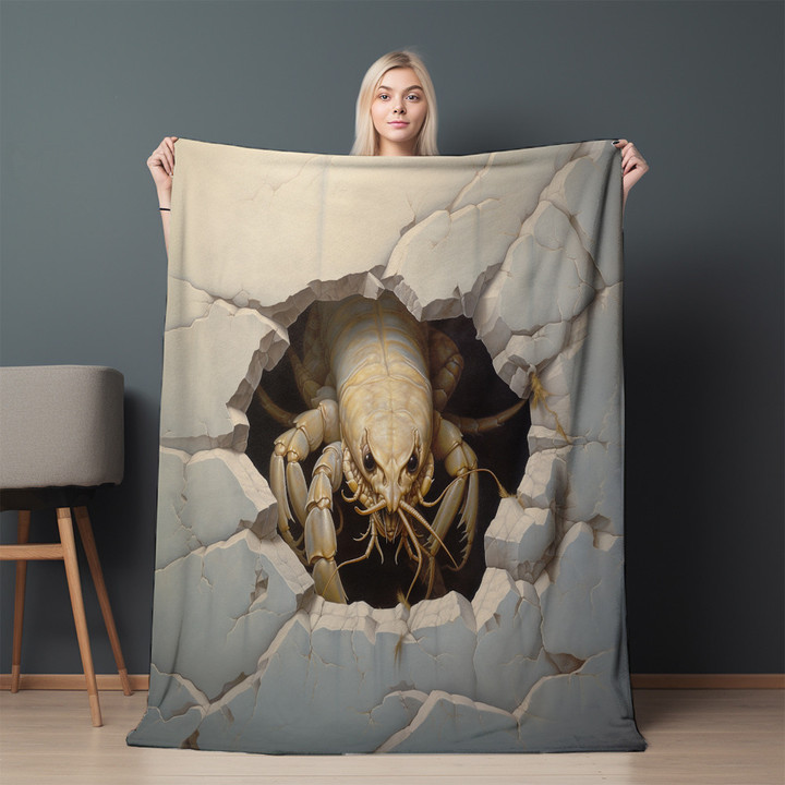 Spooky Scorpion Through Hole Animal Design Printed Sherpa Fleece Blanket