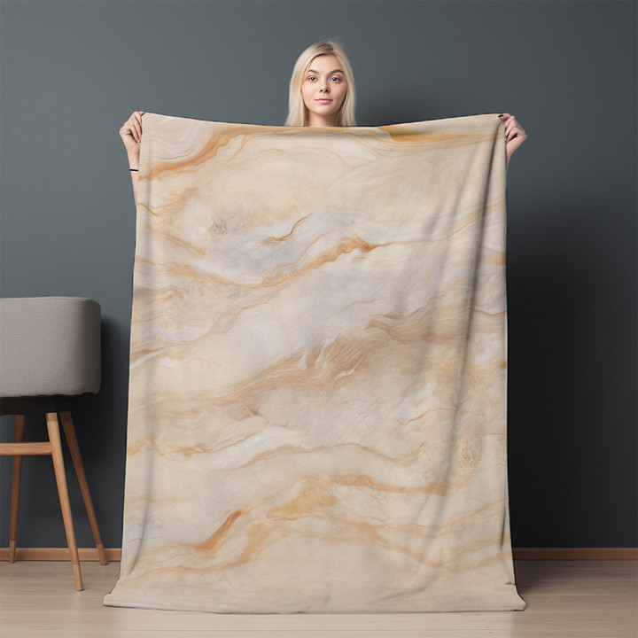 Neutral Colors Marble Texture Design Printed Sherpa Fleece Blanket