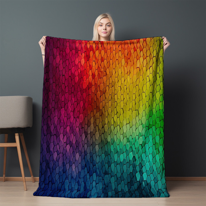 Intricate Gradient Mix Of Multiple Colors Printed Sherpa Fleece Blanket Geometric Design