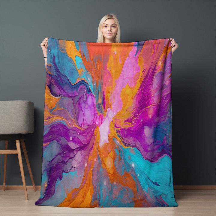 Kaleidoscope Of Hues Marble Printed Sherpa Fleece Blanket Texture Design