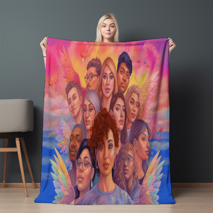 LGBTQ+ Rights Support Printed Sherpa Fleece Blanket Socially Conscious Design