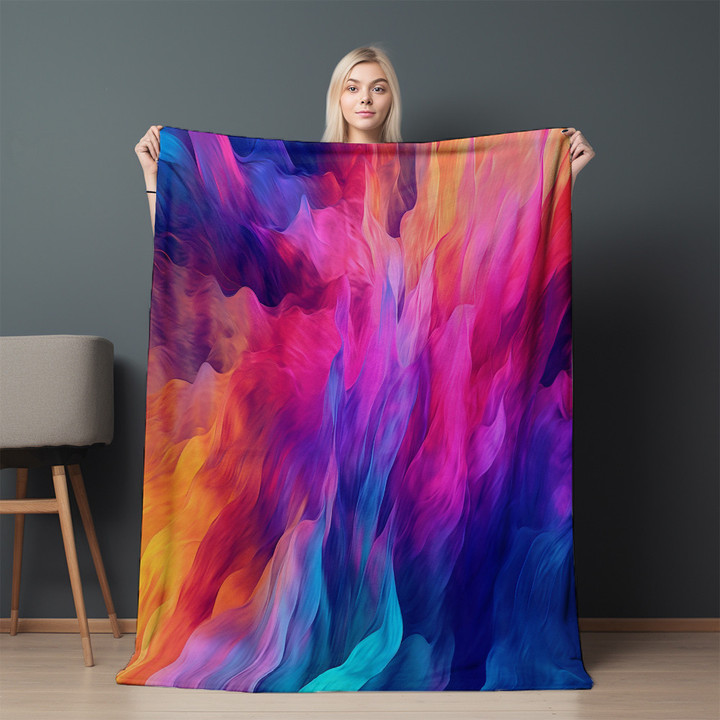 Iridescent Artistic Expression Printed Sherpa Fleece Blanket Illusion Design