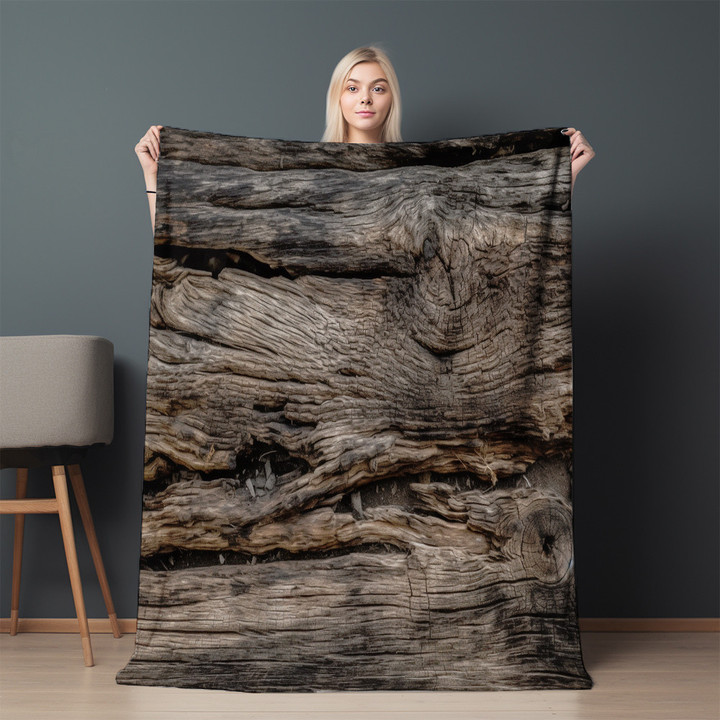 Hyper Detailed Old Wood Printed Sherpa Fleece Blanket Texture Design