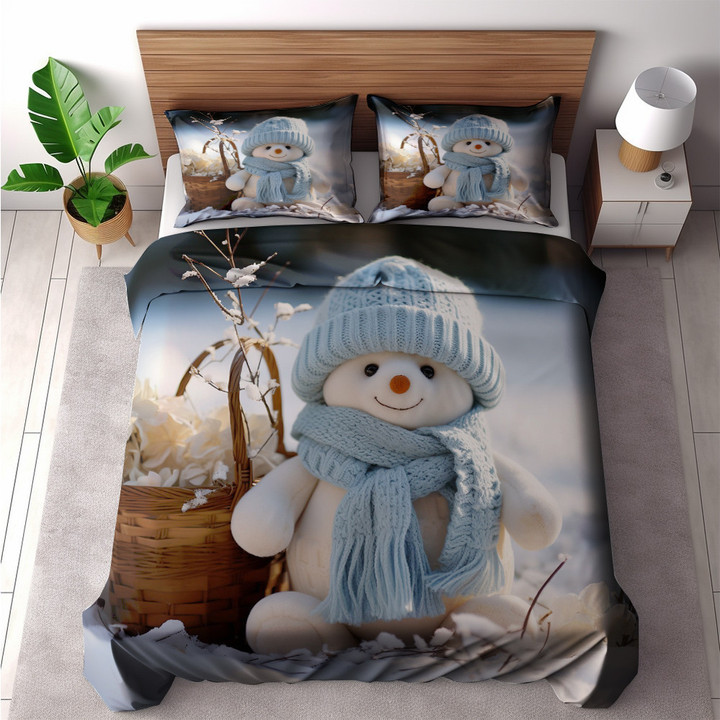 Cute Teddy Bear Wearing Beanie Printed Bedding Set Bedroom Decor