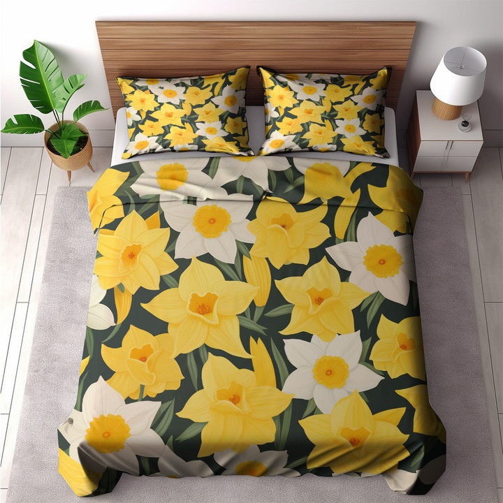 Cheerful Spring Daffodil Floral Design Printed Bedding Set Bedroom Decor