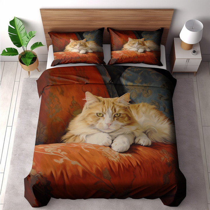 Cat Lounging On Couch Animal Design Printed Bedding Set Bedroom Decor