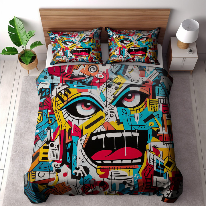 Colorful Abstract Face Printed Bedding Set Bedroom Decor