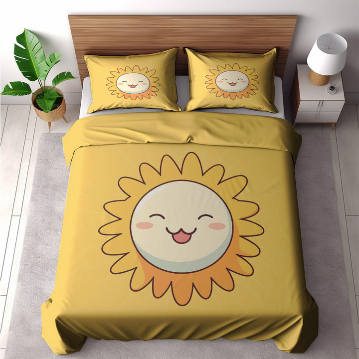 Funny Minimalist Sun Illustration Printed Bedding Set Bedroom Decor