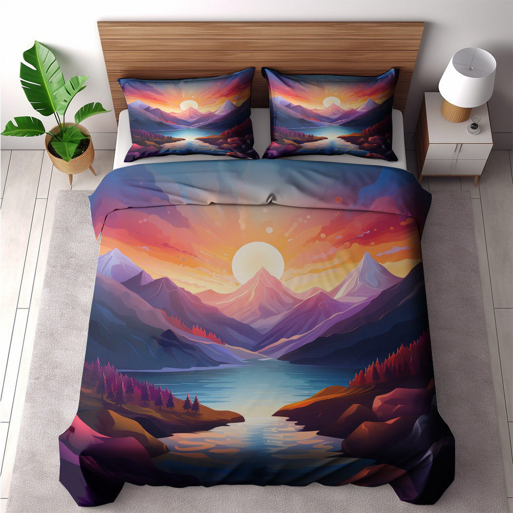 Charming Scene Of Dawn Is Rising Printed Bedding Set Bedroom Decor