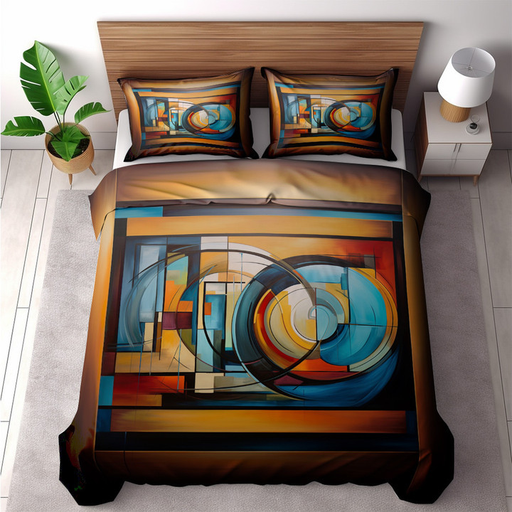 Circle World Artwork Geometric Abstract Design Printed Bedding Set Bedroom Decor