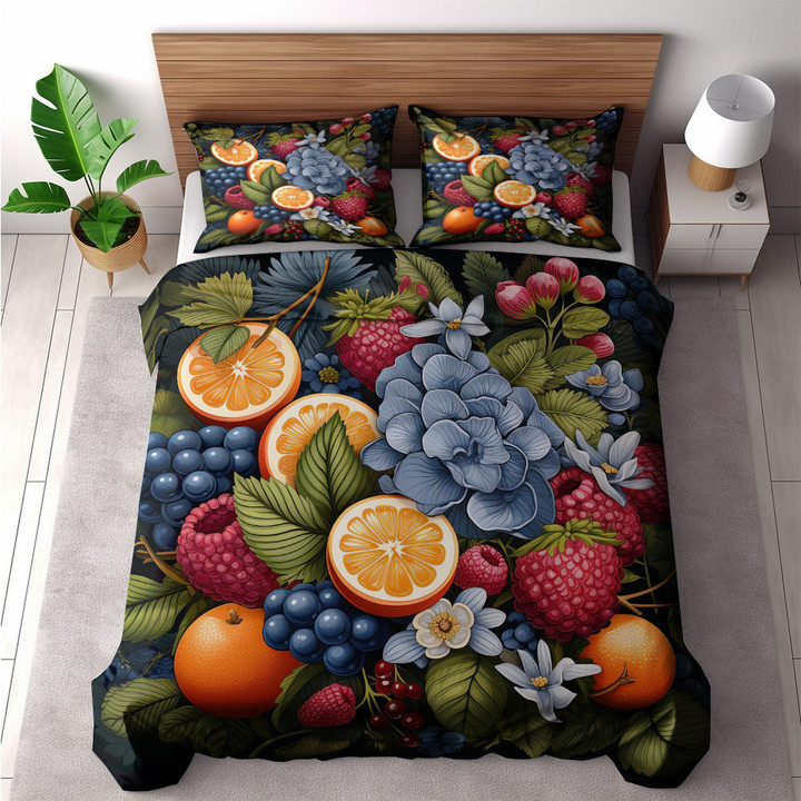 Tropical Fruits Leaf Flower Pattern Printed Bedding Set Bedroom Decor