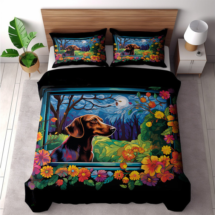 Playful Pop Art Dachshund Animal Design Printed Bedding Set Bedroom Decor