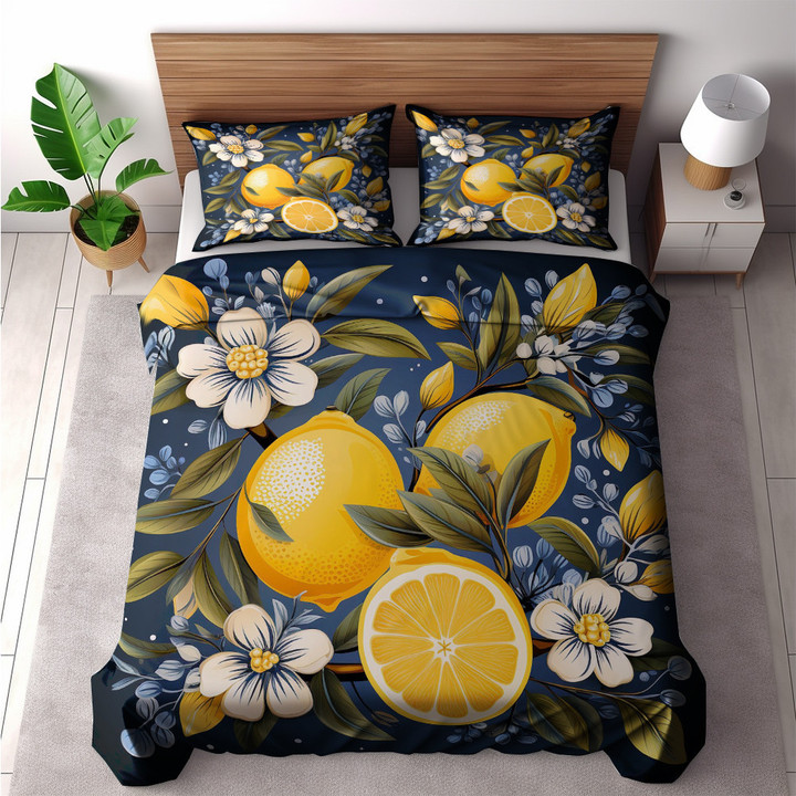 Tropical Orange And Flowers Pattern Printed Bedding Set Bedroom Decor
