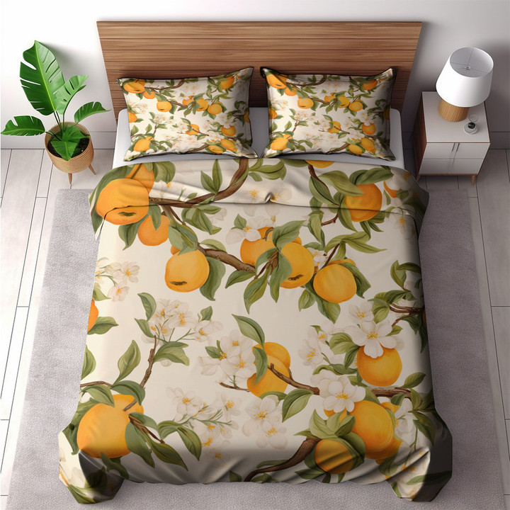 Sweetness Of Apricots Fruit Pattern Design Printed Bedding Set Bedroom Decor