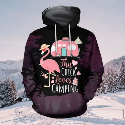 Flamingo This Chick Loves Camping Camping Hoodie