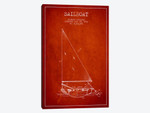 Sailboat 3 Red Patent Blueprint